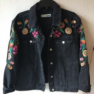 Top shop Embroidered Black Jean Jacket